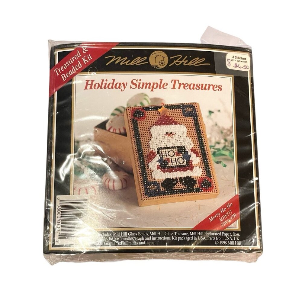 Vintage Mill Hill Holiday Simple Treasures Merry Ho Ho MHST17 Beaded Box Kit NEW